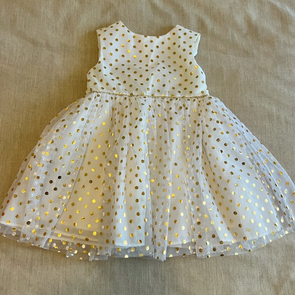 Mia & Mimi Gold Polka Dot Dress Size 6M